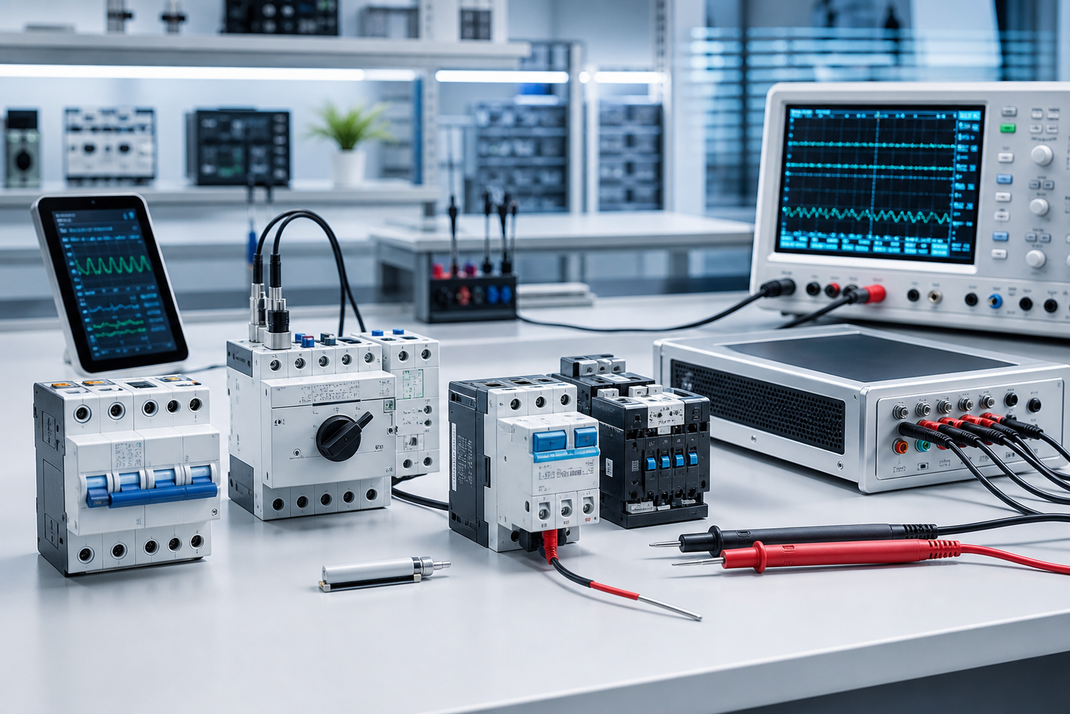 Electrical devices at a testing station